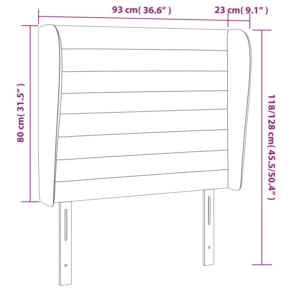 Hoofdbord met randen 93x23x118/128 cm stof donkergrijs Hoofdborden en voetborden | Creëer jouw Trendy Thuis | Gratis bezorgd & Retour | Trendy.nl