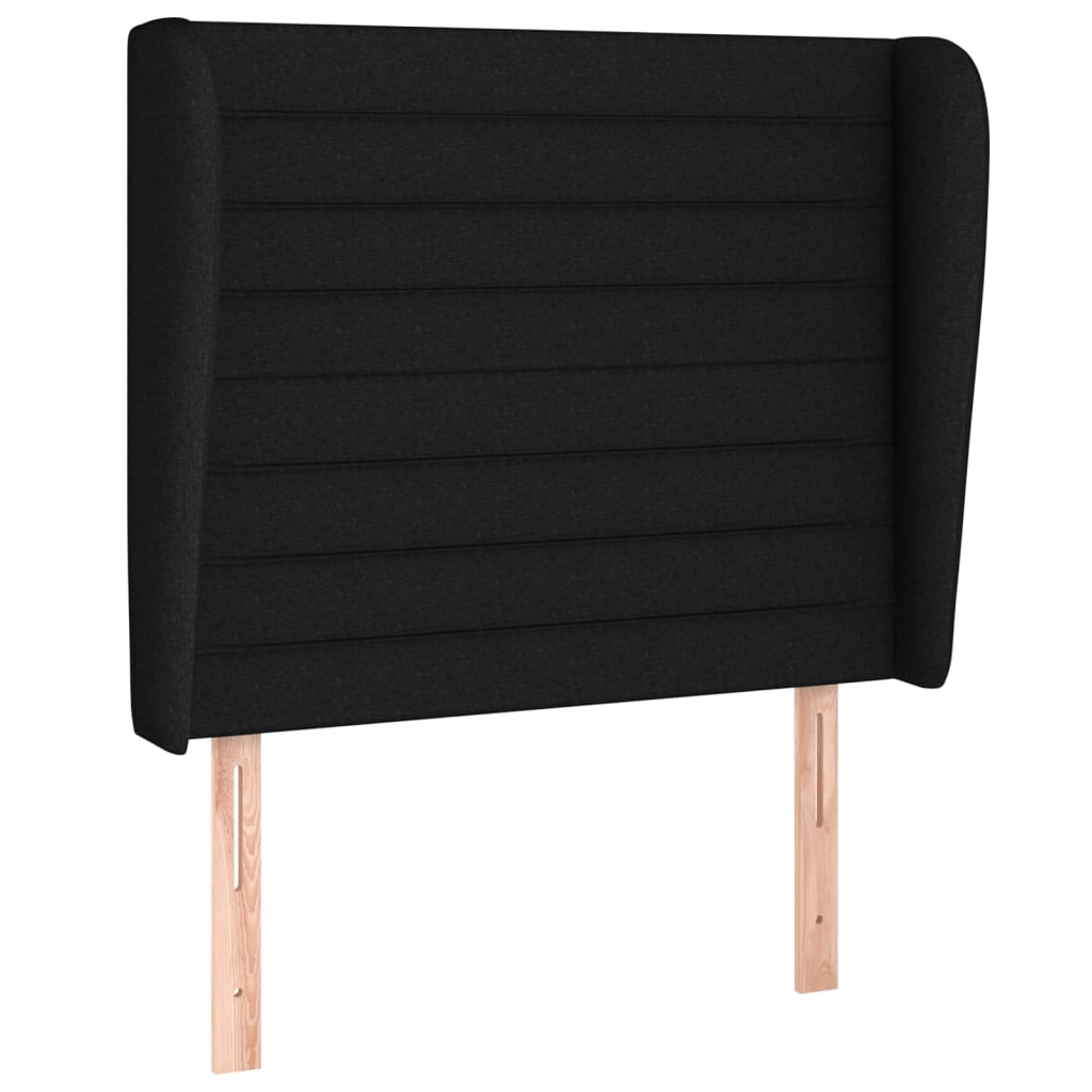 Hoofdbord met randen 93x23x118/128 cm stof zwart Hoofdborden en voetborden | Creëer jouw Trendy Thuis | Gratis bezorgd & Retour | Trendy.nl