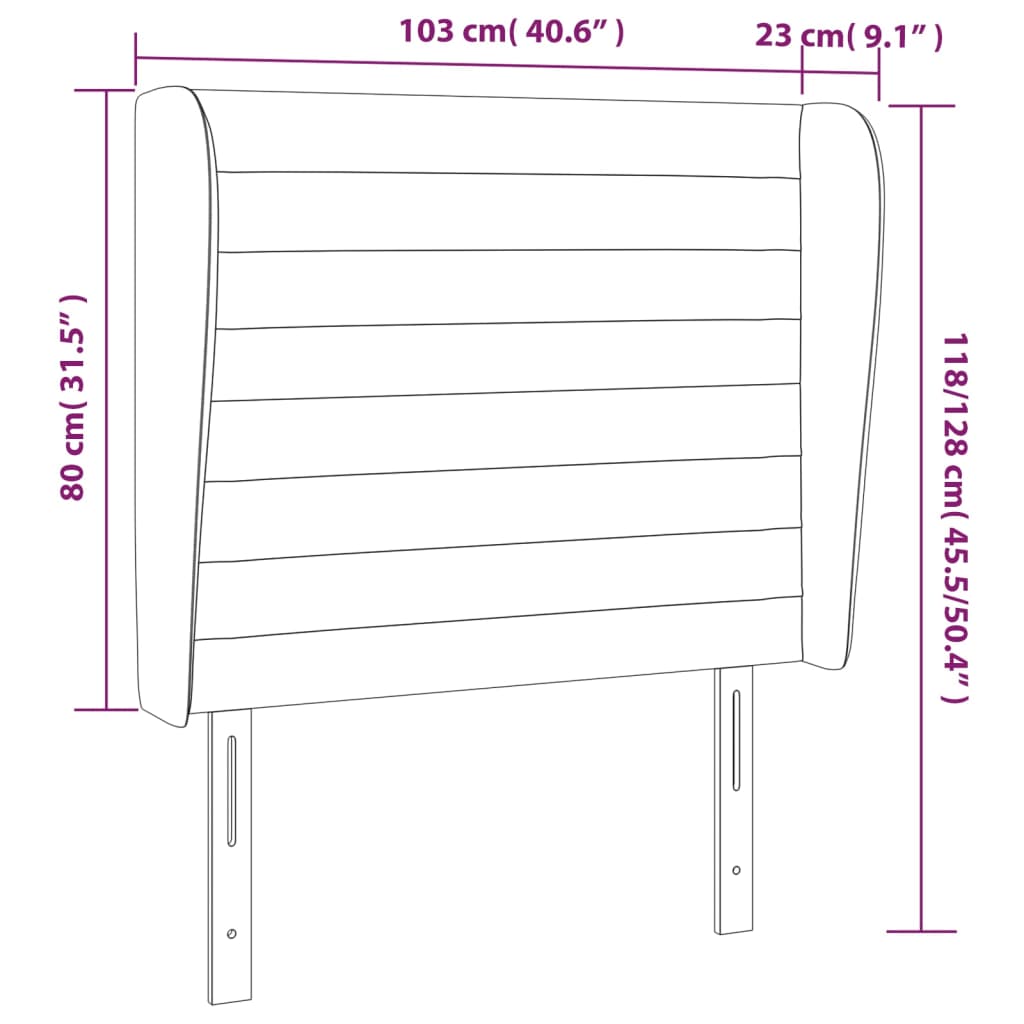 Hoofdbord met randen 103x23x118/128 cm stof donkergrijs Hoofdborden en voetborden | Creëer jouw Trendy Thuis | Gratis bezorgd & Retour | Trendy.nl