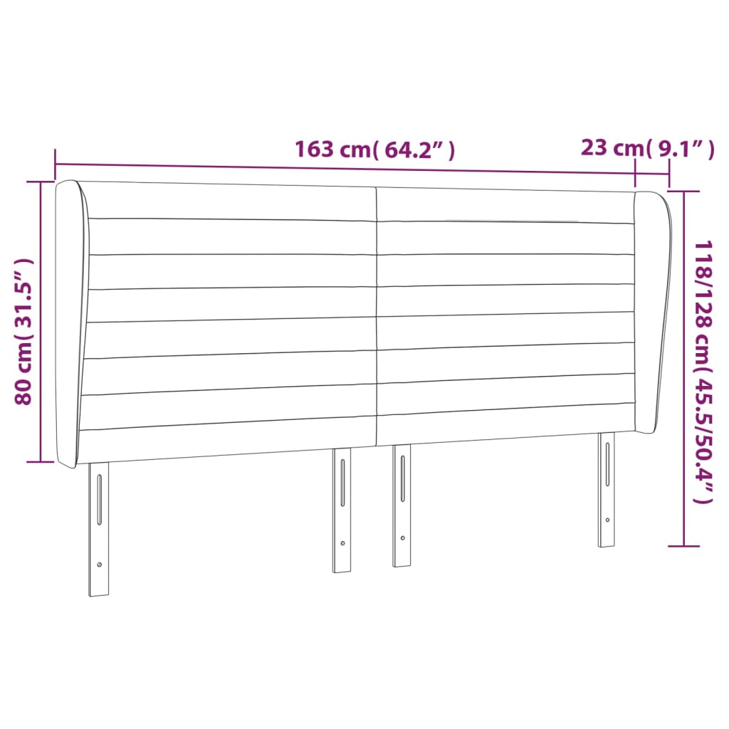 Hoofdbord met randen 163x23x118/128 cm stof lichtgrijs Hoofdborden en voetborden | Creëer jouw Trendy Thuis | Gratis bezorgd & Retour | Trendy.nl