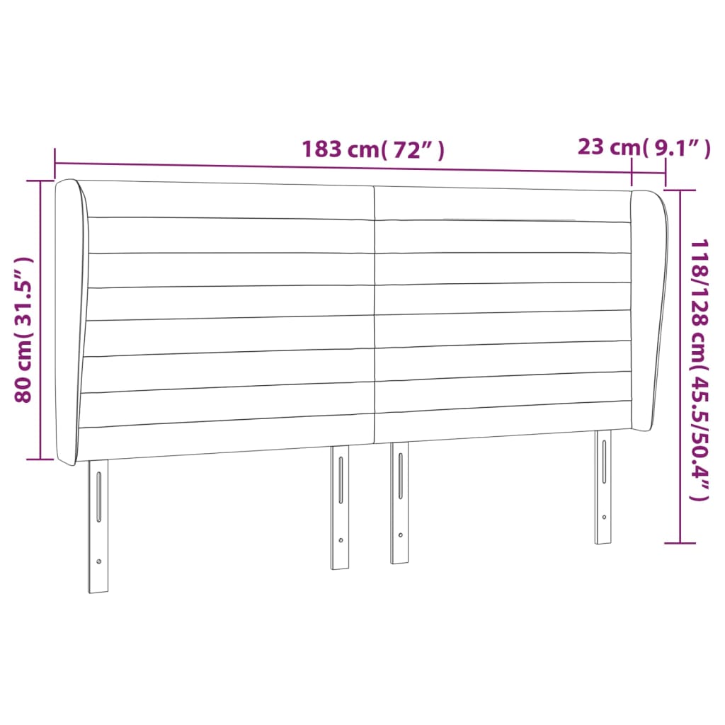 Hoofdbord met randen 183x23x118/128 cm stof donkergrijs Hoofdborden en voetborden | Creëer jouw Trendy Thuis | Gratis bezorgd & Retour | Trendy.nl