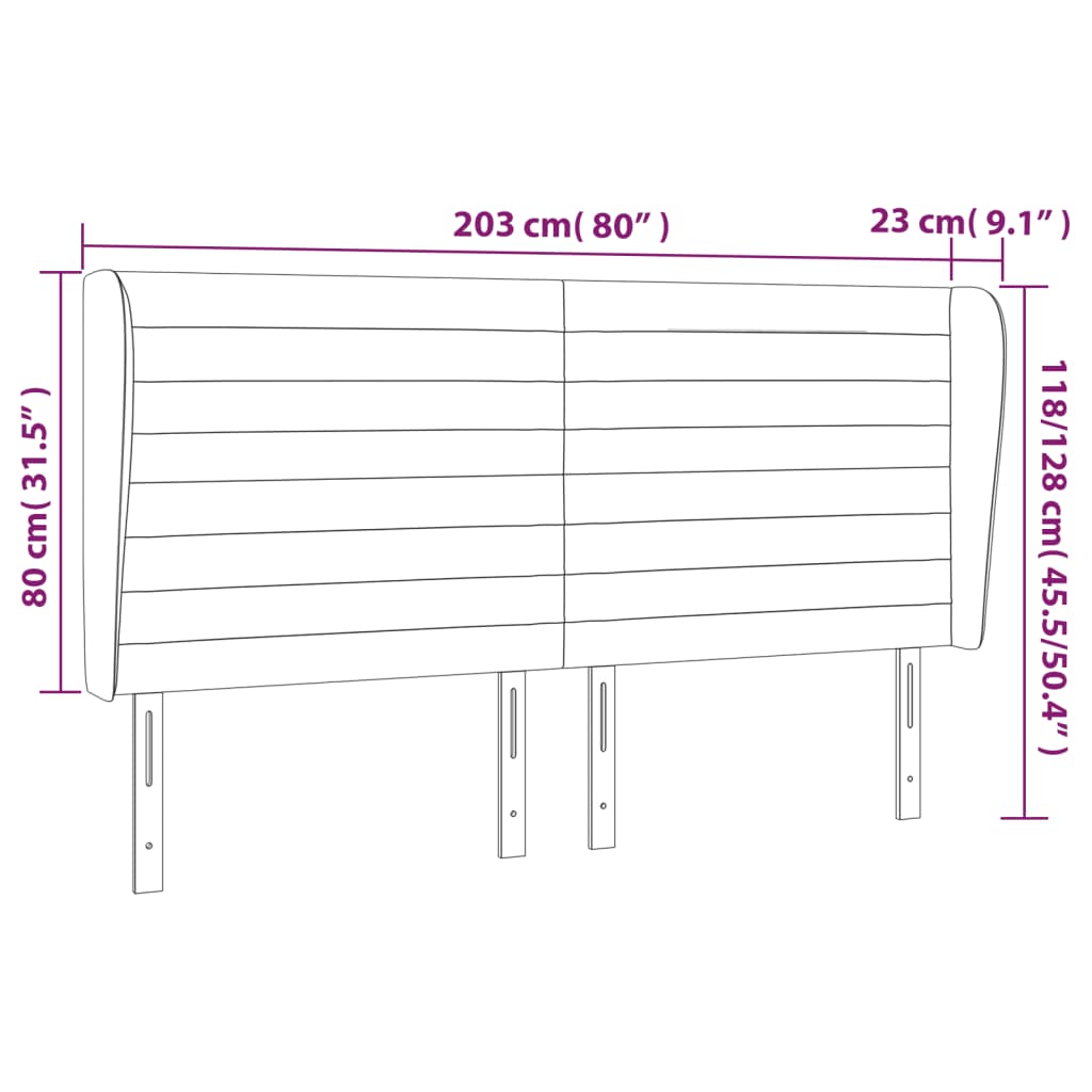 Hoofdbord met randen 203x23x118/128 cm stof zwart Hoofdborden en voetborden | Creëer jouw Trendy Thuis | Gratis bezorgd & Retour | Trendy.nl