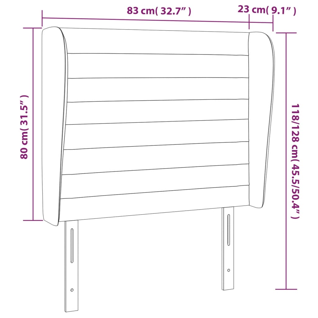 Hoofdbord met randen 83x23x118/128 cm fluweel lichtgrijs Hoofdborden en voetborden | Creëer jouw Trendy Thuis | Gratis bezorgd & Retour | Trendy.nl