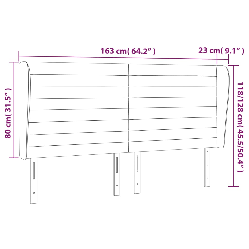 Hoofdbord met randen 163x23x118/128 cm fluweel lichtgrijs Hoofdborden en voetborden | Creëer jouw Trendy Thuis | Gratis bezorgd & Retour | Trendy.nl