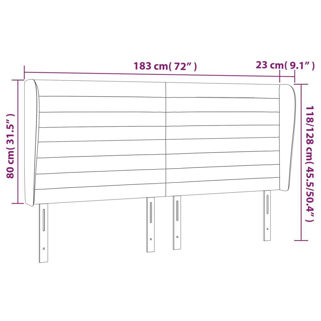 Hoofdbord met randen 183x23x118/128 cm fluweel lichtgrijs Hoofdborden en voetborden | Creëer jouw Trendy Thuis | Gratis bezorgd & Retour | Trendy.nl