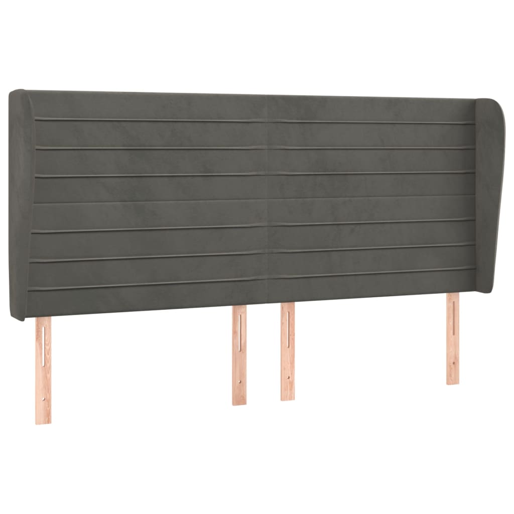 Hoofdbord met randen 183x23x118/128 cm fluweel donkergrijs Hoofdborden en voetborden | Creëer jouw Trendy Thuis | Gratis bezorgd & Retour | Trendy.nl