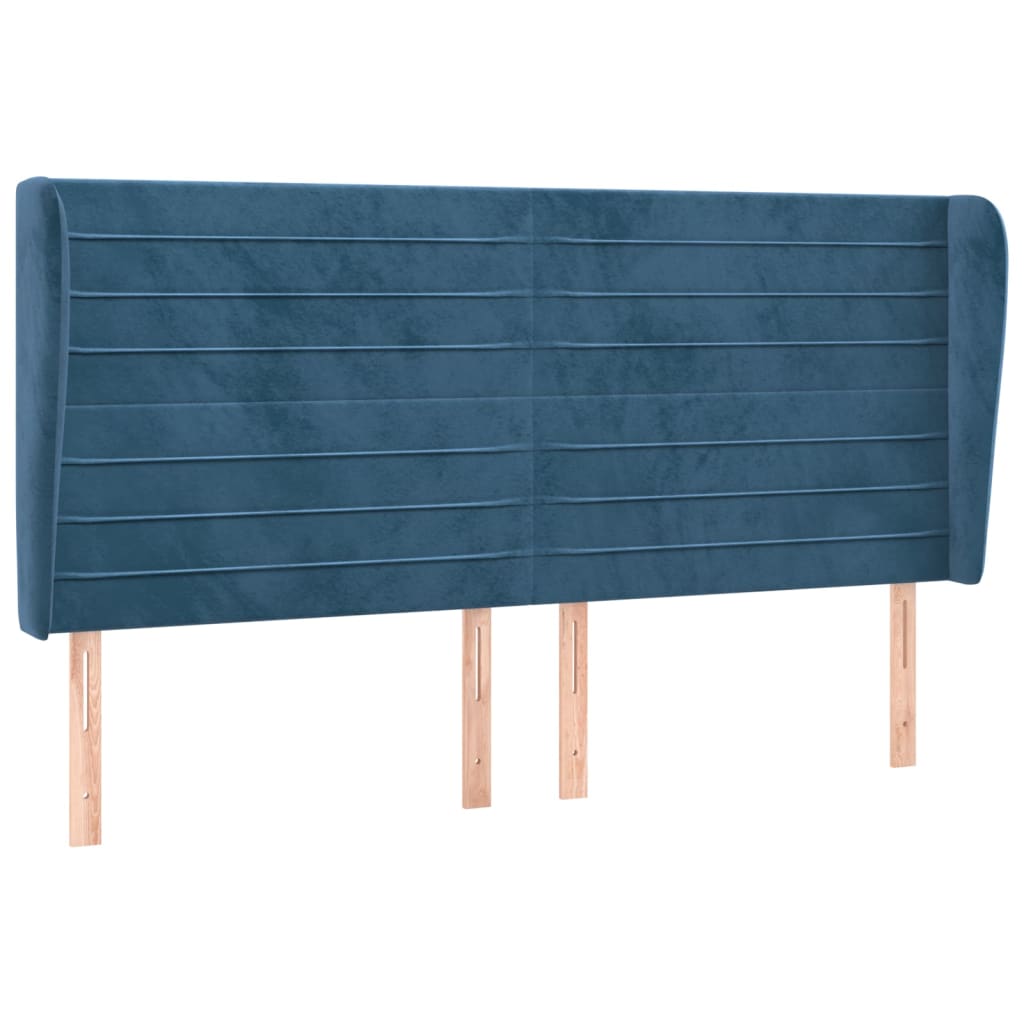 Hoofdbord met randen 203x23x118/128 cm fluweel donkerblauw Hoofdborden en voetborden | Creëer jouw Trendy Thuis | Gratis bezorgd & Retour | Trendy.nl