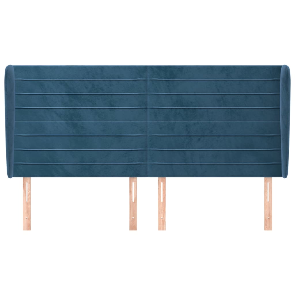 Hoofdbord met randen 203x23x118/128 cm fluweel donkerblauw Hoofdborden en voetborden | Creëer jouw Trendy Thuis | Gratis bezorgd & Retour | Trendy.nl