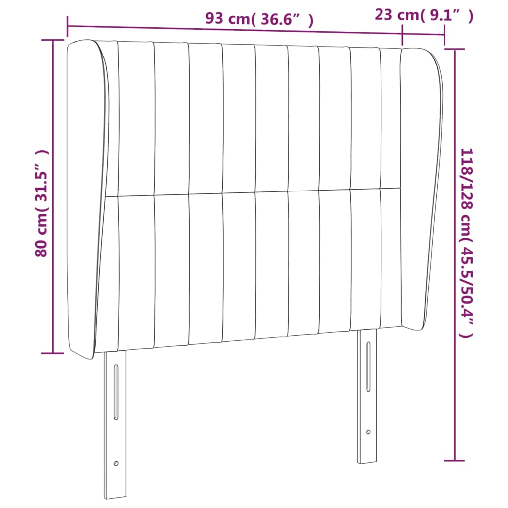 Hoofdbord met randen 93x23x118/128 cm stof taupe Hoofdborden en voetborden | Creëer jouw Trendy Thuis | Gratis bezorgd & Retour | Trendy.nl