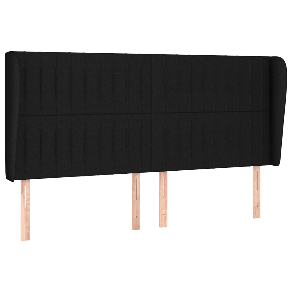 Hoofdbord met randen 163x23x118/128 cm stof zwart Hoofdborden en voetborden | Creëer jouw Trendy Thuis | Gratis bezorgd & Retour | Trendy.nl