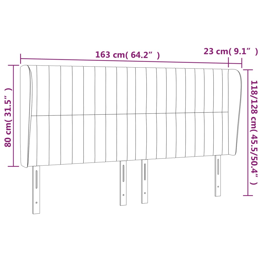 Hoofdbord met randen 163x23x118/128 cm stof zwart Hoofdborden en voetborden | Creëer jouw Trendy Thuis | Gratis bezorgd & Retour | Trendy.nl