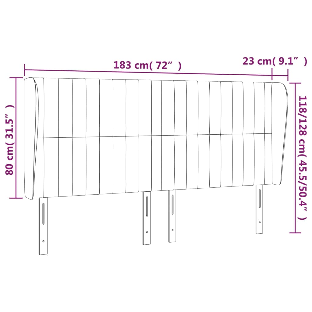 Hoofdbord met randen 183x23x118/128 cm stof donkergrijs Hoofdborden en voetborden | Creëer jouw Trendy Thuis | Gratis bezorgd & Retour | Trendy.nl