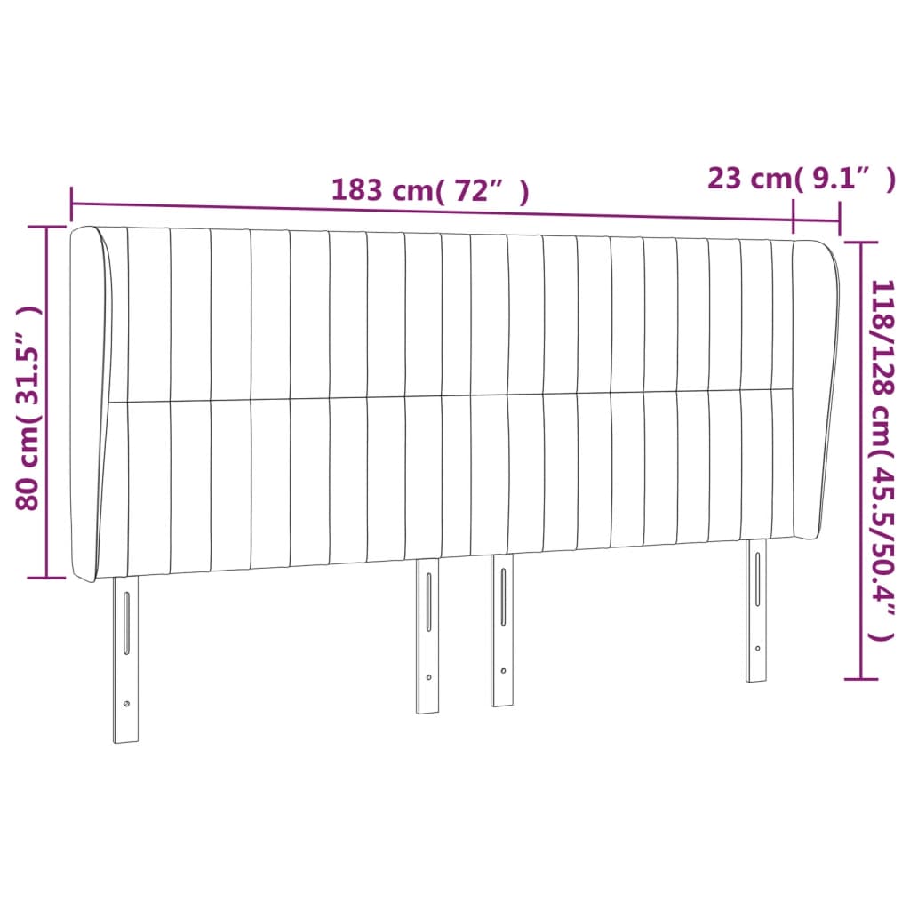 Hoofdbord met randen 183x23x118/128 cm stof taupe Hoofdborden en voetborden | Creëer jouw Trendy Thuis | Gratis bezorgd & Retour | Trendy.nl