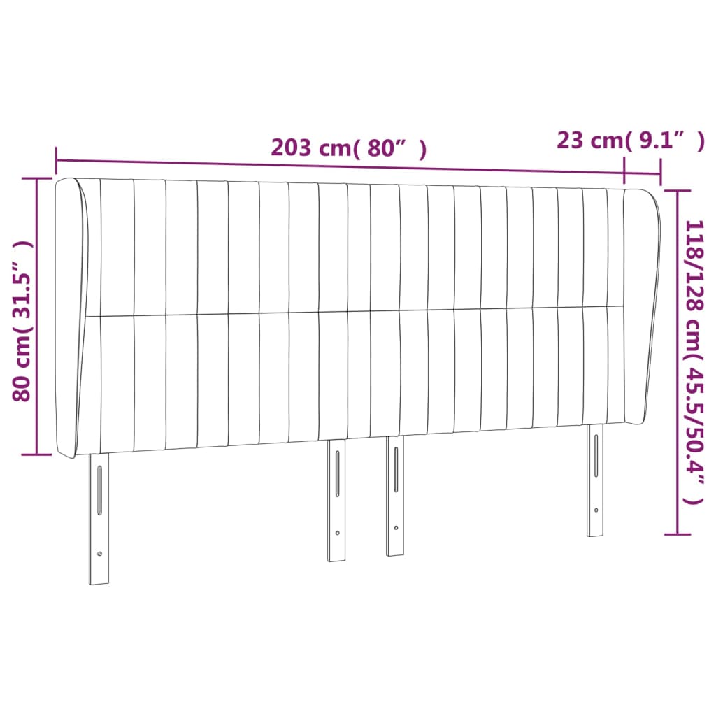 Hoofdbord met randen 203x23x118/128 cm stof taupe Hoofdborden en voetborden | Creëer jouw Trendy Thuis | Gratis bezorgd & Retour | Trendy.nl