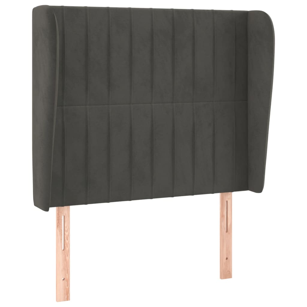 Hoofdbord met randen 93x23x118/128 cm fluweel donkergrijs Hoofdborden en voetborden | Creëer jouw Trendy Thuis | Gratis bezorgd & Retour | Trendy.nl