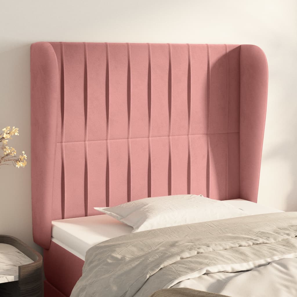 Hoofdbord met randen 93x23x118/128 cm fluweel roze Hoofdborden en voetborden | Creëer jouw Trendy Thuis | Gratis bezorgd & Retour | Trendy.nl