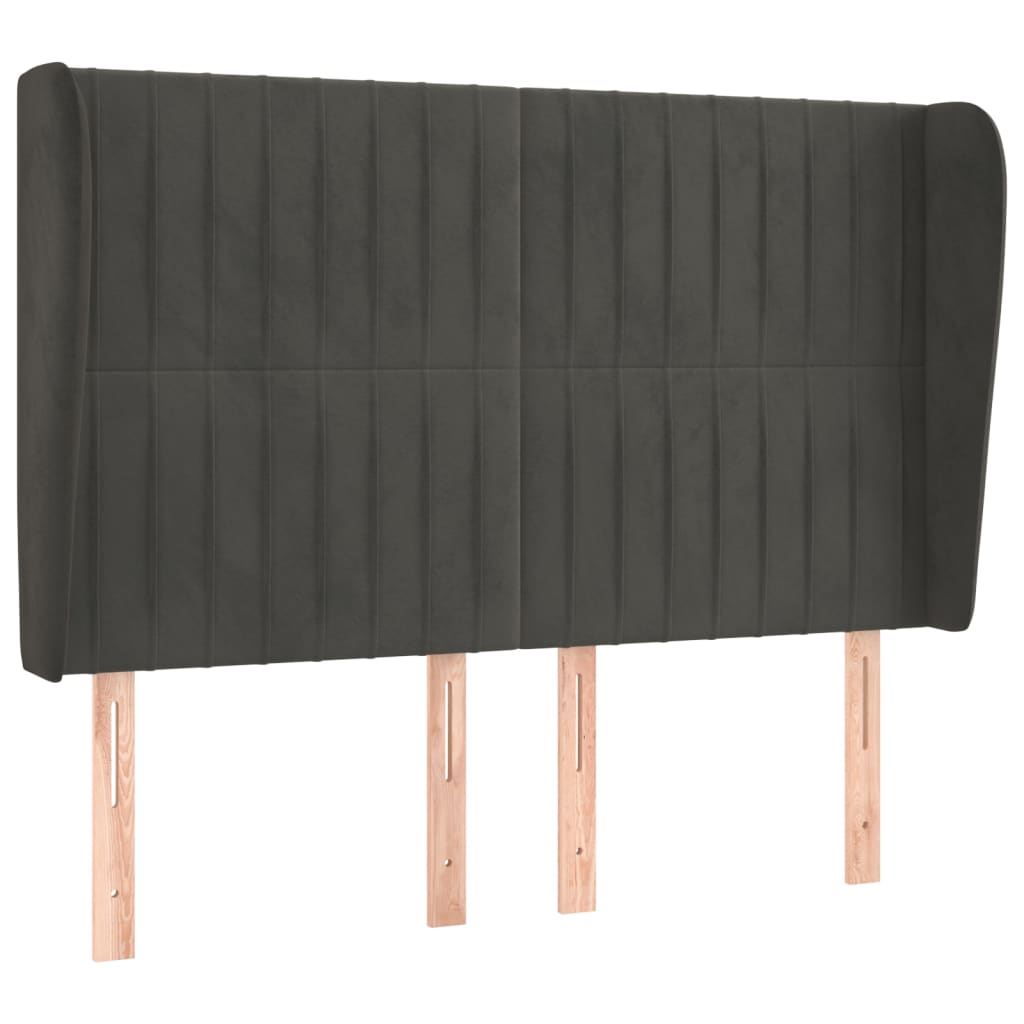 Hoofdbord met randen 147x23x118/128 cm fluweel donkergrijs Hoofdborden en voetborden | Creëer jouw Trendy Thuis | Gratis bezorgd & Retour | Trendy.nl