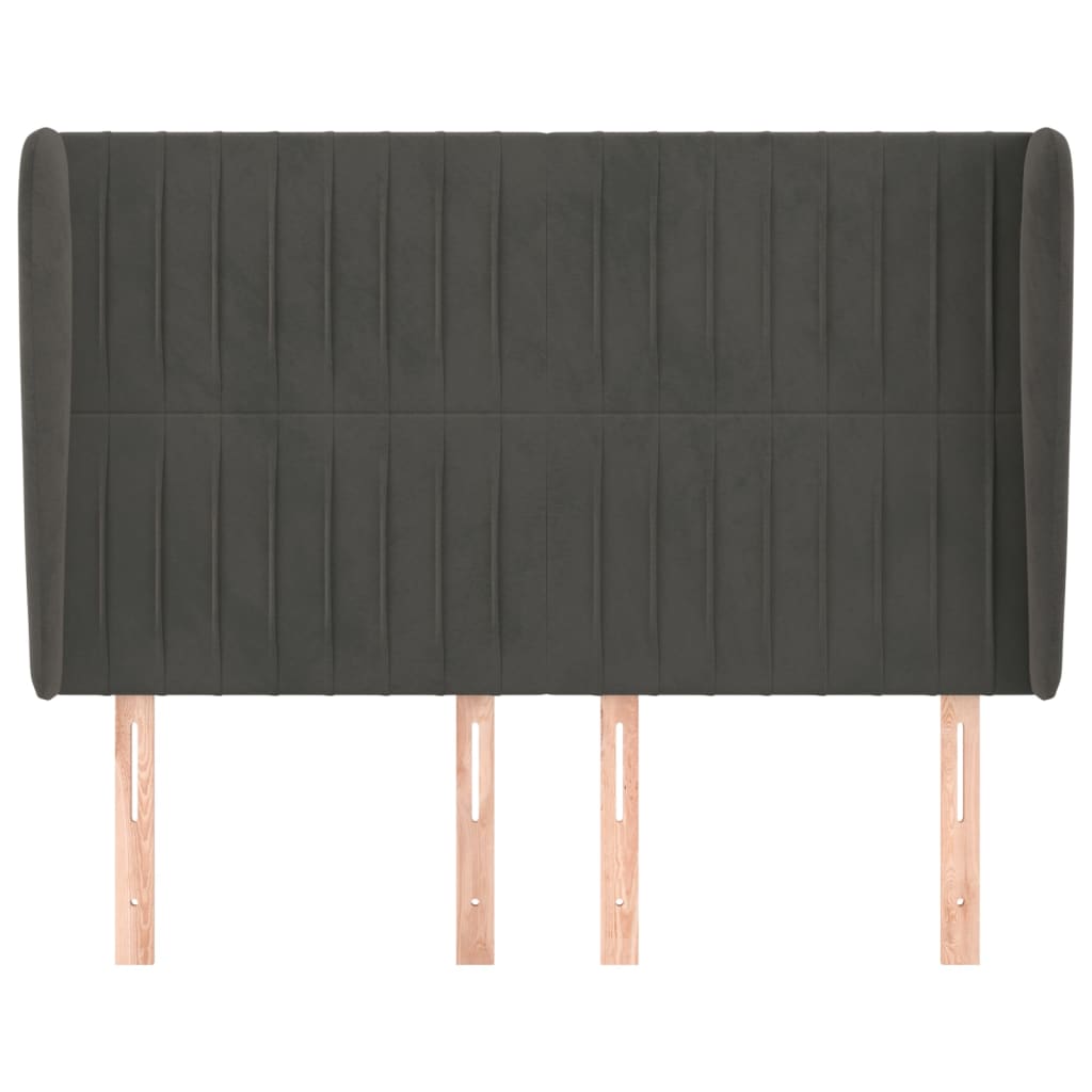 Hoofdbord met randen 147x23x118/128 cm fluweel donkergrijs Hoofdborden en voetborden | Creëer jouw Trendy Thuis | Gratis bezorgd & Retour | Trendy.nl