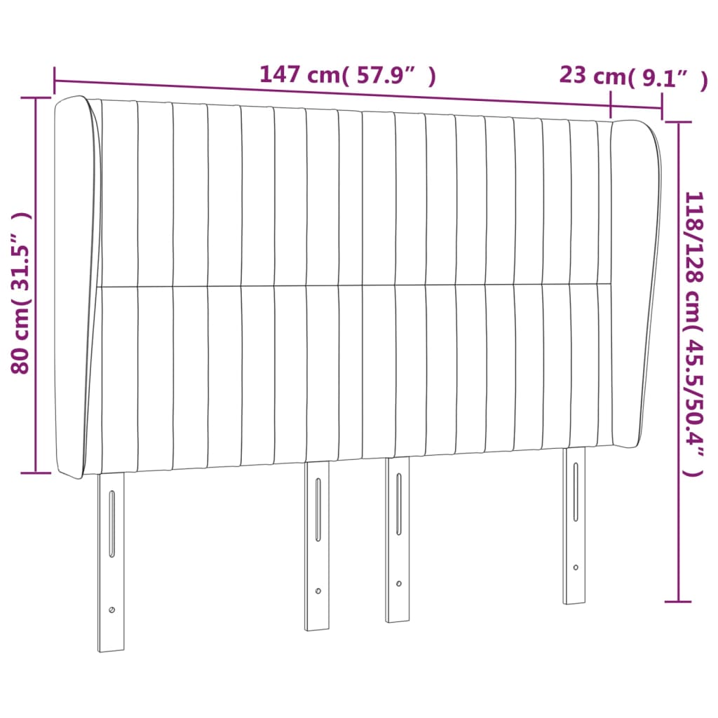 Hoofdbord met randen 147x23x118/128 cm fluweel donkergrijs Hoofdborden en voetborden | Creëer jouw Trendy Thuis | Gratis bezorgd & Retour | Trendy.nl