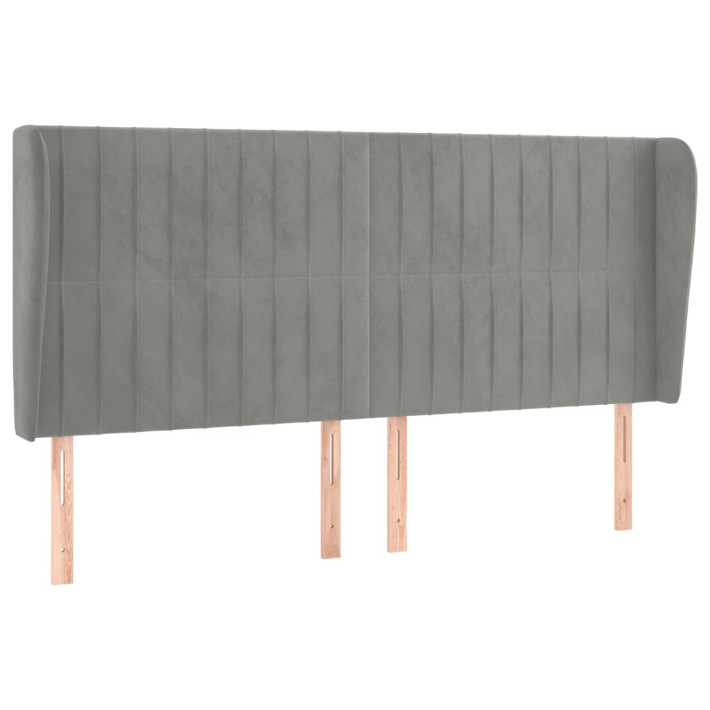 Hoofdbord met randen 183x23x118/128 cm fluweel lichtgrijs Hoofdborden en voetborden | Creëer jouw Trendy Thuis | Gratis bezorgd & Retour | Trendy.nl