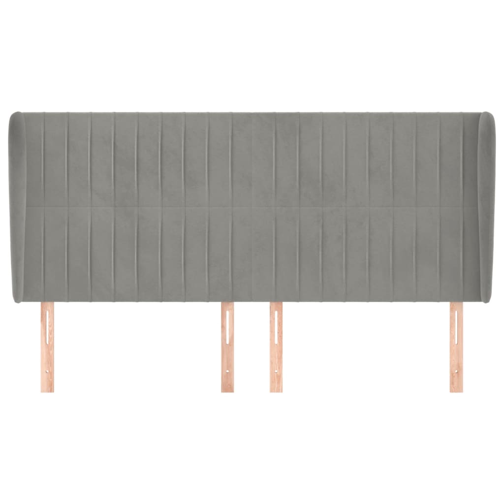 Hoofdbord met randen 183x23x118/128 cm fluweel lichtgrijs Hoofdborden en voetborden | Creëer jouw Trendy Thuis | Gratis bezorgd & Retour | Trendy.nl