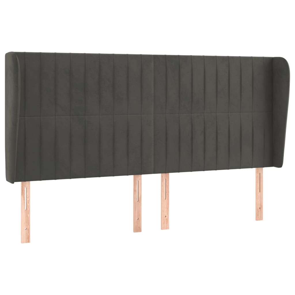 Hoofdbord met randen 183x23x118/128 cm fluweel donkergrijs Hoofdborden en voetborden | Creëer jouw Trendy Thuis | Gratis bezorgd & Retour | Trendy.nl