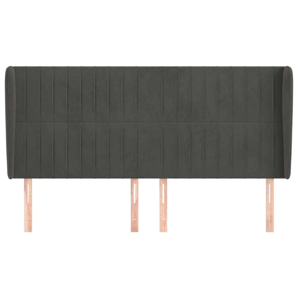 Hoofdbord met randen 183x23x118/128 cm fluweel donkergrijs Hoofdborden en voetborden | Creëer jouw Trendy Thuis | Gratis bezorgd & Retour | Trendy.nl