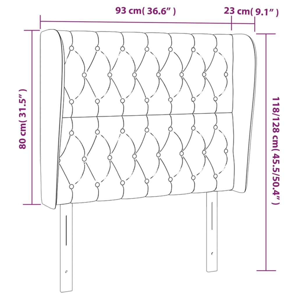 Hoofdbord met randen 93x23x118/128 cm stof donkerbruin Hoofdborden en voetborden | Creëer jouw Trendy Thuis | Gratis bezorgd & Retour | Trendy.nl