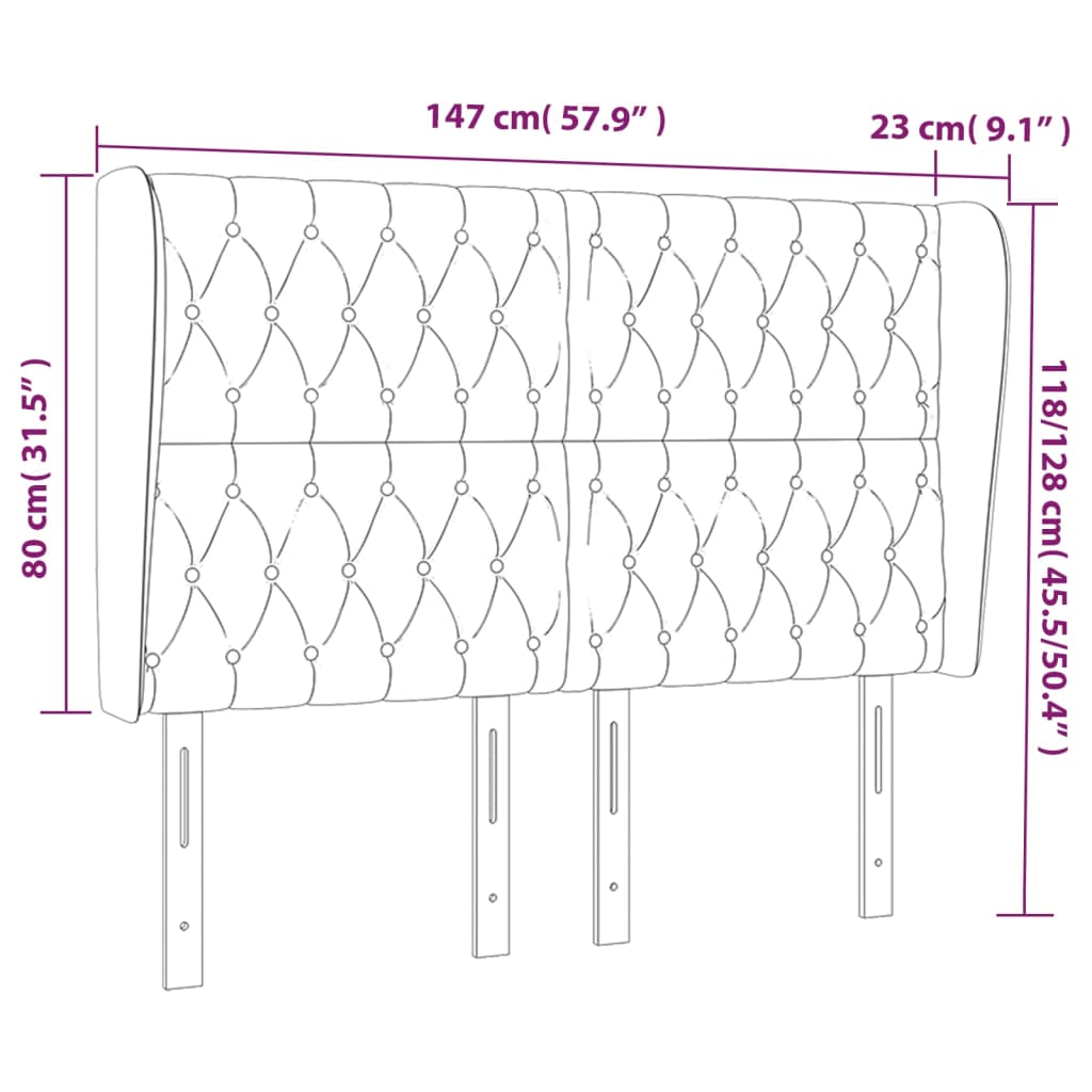 Hoofdbord met randen 147x23x118/128 cm stof lichtgrijs Hoofdborden en voetborden | Creëer jouw Trendy Thuis | Gratis bezorgd & Retour | Trendy.nl