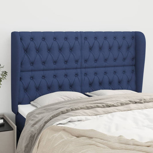 Hoofdbord met randen 147x23x118/128 cm stof blauw Hoofdborden en voetborden | Creëer jouw Trendy Thuis | Gratis bezorgd & Retour | Trendy.nl