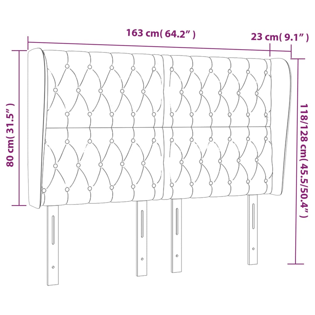 Hoofdbord met randen 163x23x118/128 cm stof blauw Hoofdborden en voetborden | Creëer jouw Trendy Thuis | Gratis bezorgd & Retour | Trendy.nl