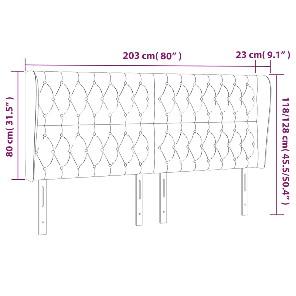 Hoofdbord met randen 203x23x118/128 cm stof donkerbruin Hoofdborden en voetborden | Creëer jouw Trendy Thuis | Gratis bezorgd & Retour | Trendy.nl