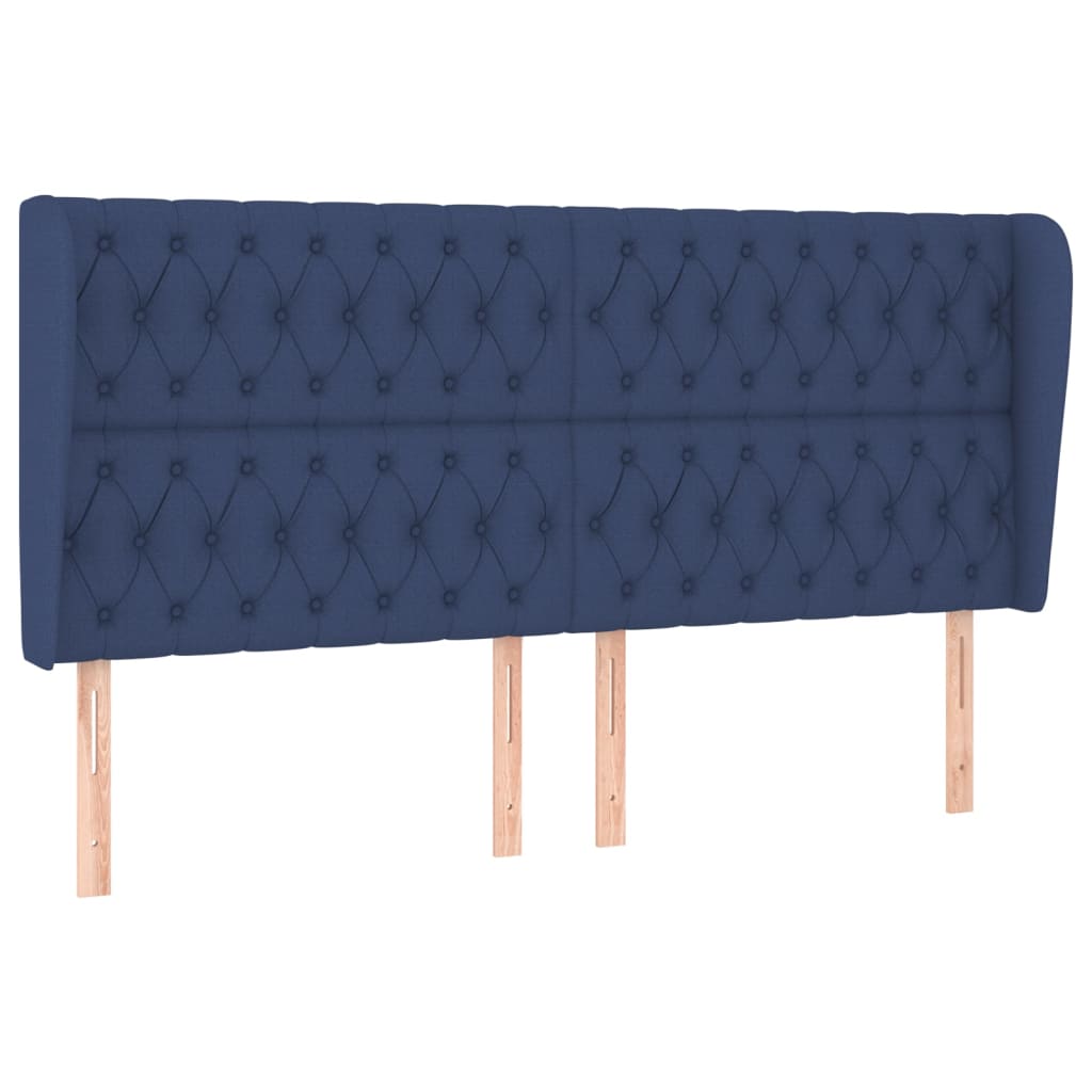 Hoofdbord met randen 203x23x118/128 cm stof blauw Hoofdborden en voetborden | Creëer jouw Trendy Thuis | Gratis bezorgd & Retour | Trendy.nl