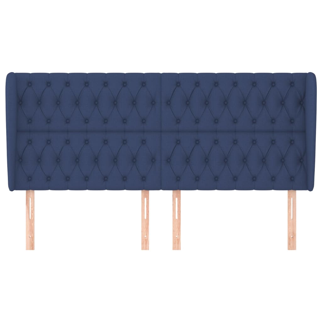 Hoofdbord met randen 203x23x118/128 cm stof blauw Hoofdborden en voetborden | Creëer jouw Trendy Thuis | Gratis bezorgd & Retour | Trendy.nl