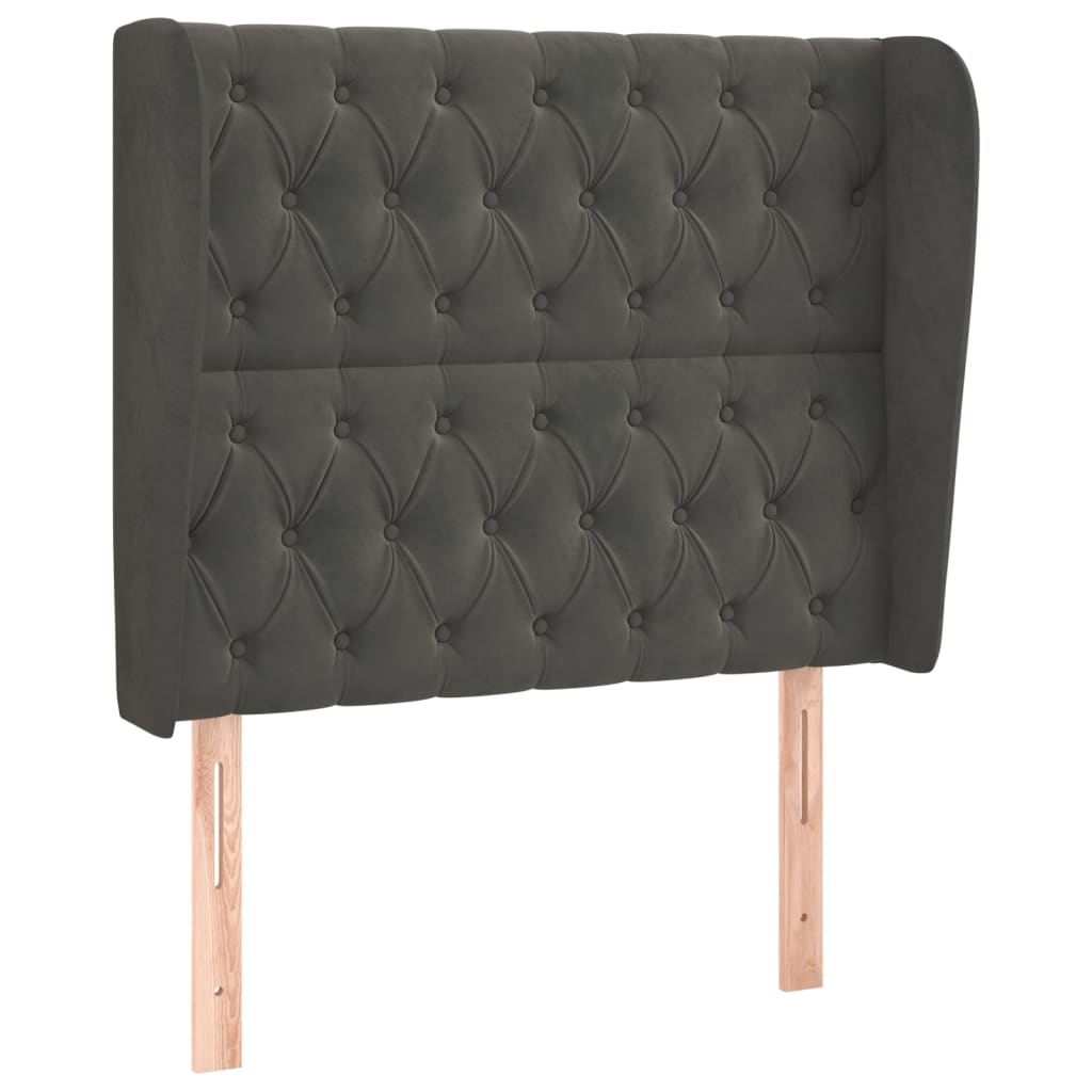 Hoofdbord met randen 93x23x118/128 cm fluweel donkergrijs Hoofdborden en voetborden | Creëer jouw Trendy Thuis | Gratis bezorgd & Retour | Trendy.nl