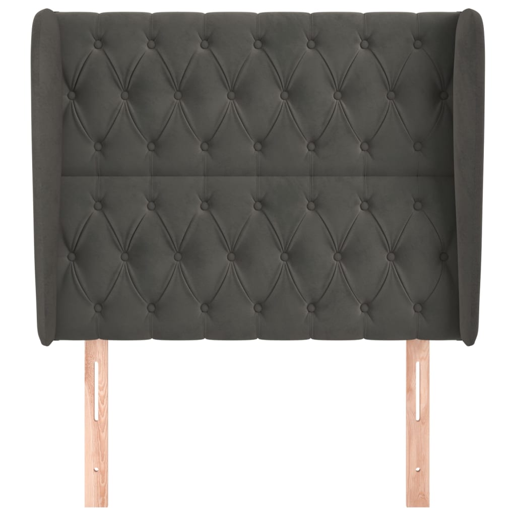 Hoofdbord met randen 93x23x118/128 cm fluweel donkergrijs Hoofdborden en voetborden | Creëer jouw Trendy Thuis | Gratis bezorgd & Retour | Trendy.nl