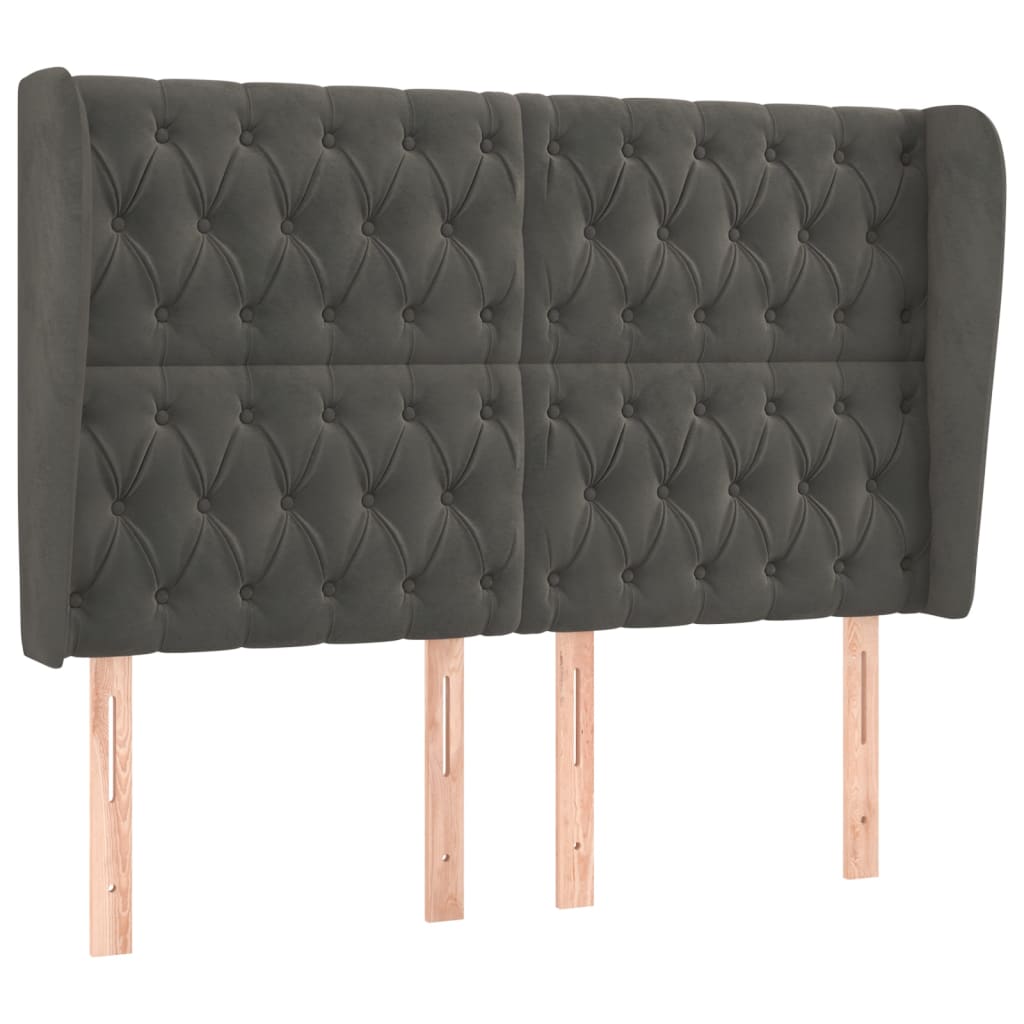 Hoofdbord met randen 163x23x118/128 cm fluweel donkergrijs Hoofdborden en voetborden | Creëer jouw Trendy Thuis | Gratis bezorgd & Retour | Trendy.nl