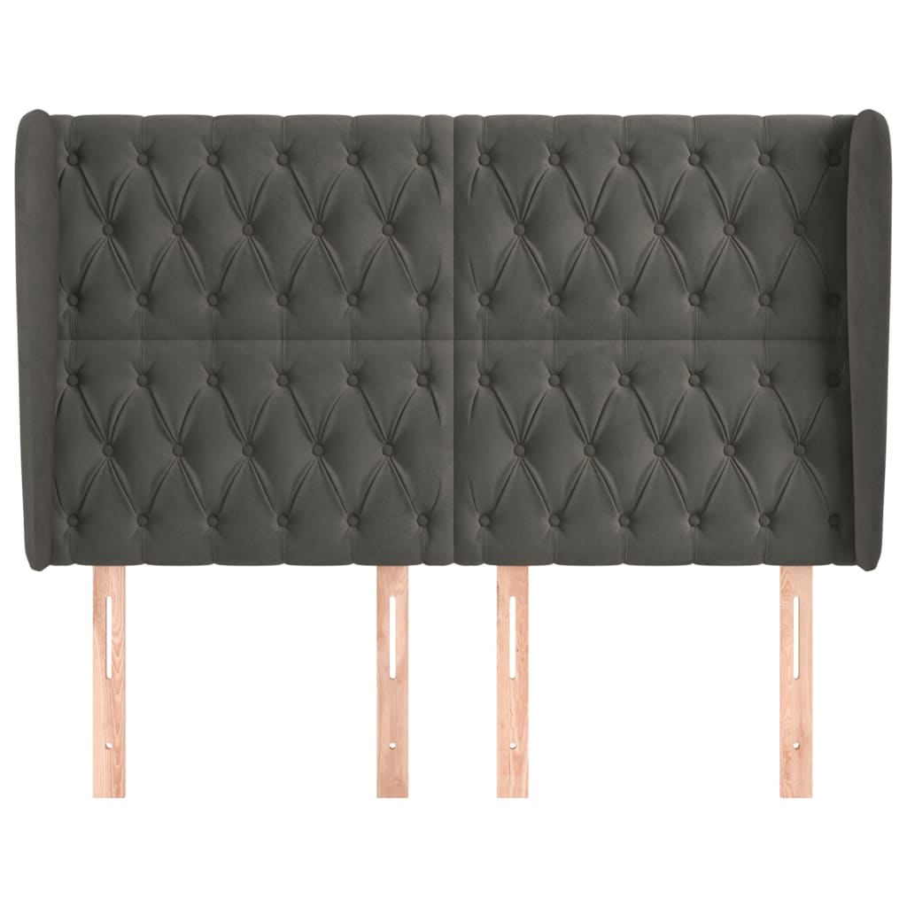 Hoofdbord met randen 163x23x118/128 cm fluweel donkergrijs Hoofdborden en voetborden | Creëer jouw Trendy Thuis | Gratis bezorgd & Retour | Trendy.nl