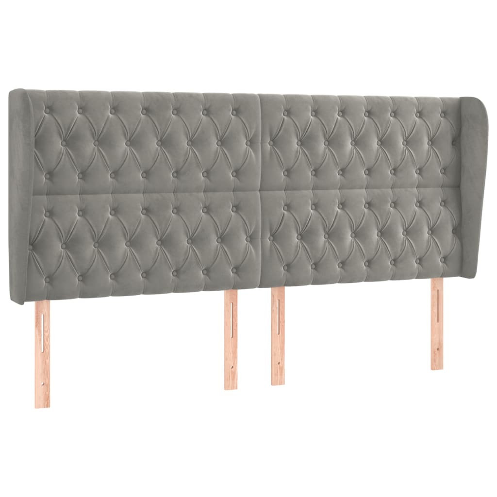 Hoofdbord met randen 183x23x118/128 cm fluweel lichtgrijs Hoofdborden en voetborden | Creëer jouw Trendy Thuis | Gratis bezorgd & Retour | Trendy.nl