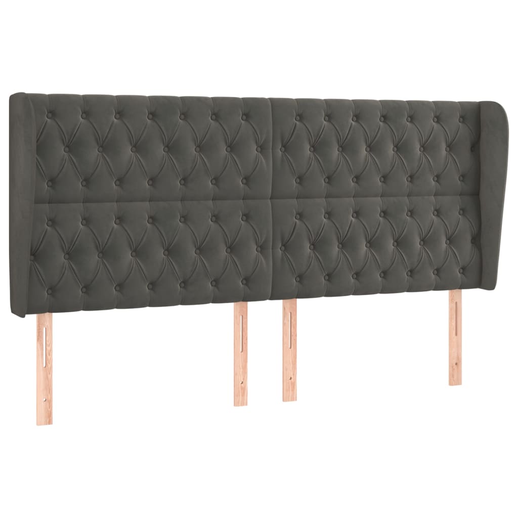 Hoofdbord met randen 183x23x118/128 cm fluweel donkergrijs Hoofdborden en voetborden | Creëer jouw Trendy Thuis | Gratis bezorgd & Retour | Trendy.nl