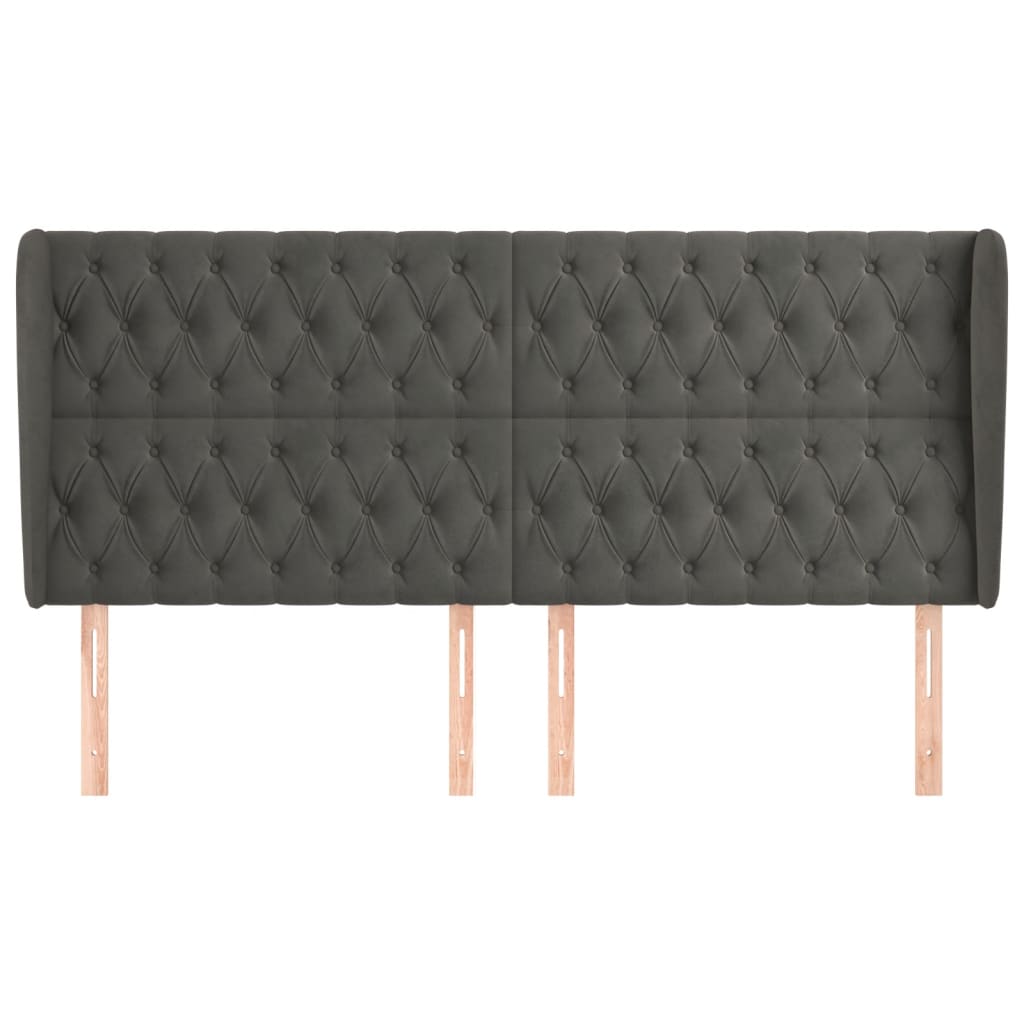 Hoofdbord met randen 183x23x118/128 cm fluweel donkergrijs Hoofdborden en voetborden | Creëer jouw Trendy Thuis | Gratis bezorgd & Retour | Trendy.nl