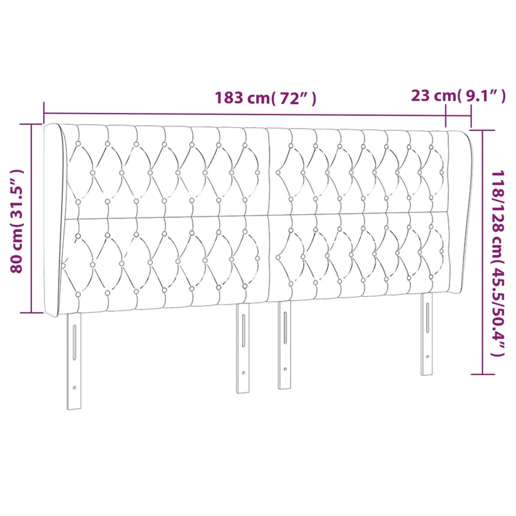 Hoofdbord met randen 183x23x118/128 cm fluweel donkergrijs Hoofdborden en voetborden | Creëer jouw Trendy Thuis | Gratis bezorgd & Retour | Trendy.nl