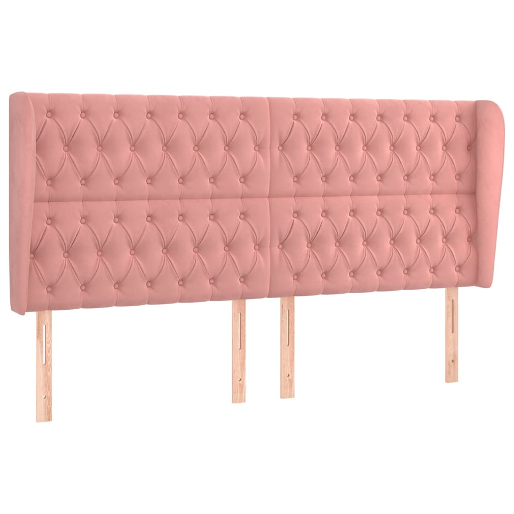 Hoofdbord met randen 203x23x118/128 cm fluweel roze Hoofdborden en voetborden | Creëer jouw Trendy Thuis | Gratis bezorgd & Retour | Trendy.nl