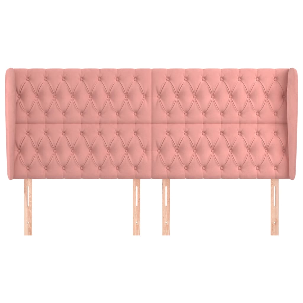 Hoofdbord met randen 203x23x118/128 cm fluweel roze Hoofdborden en voetborden | Creëer jouw Trendy Thuis | Gratis bezorgd & Retour | Trendy.nl