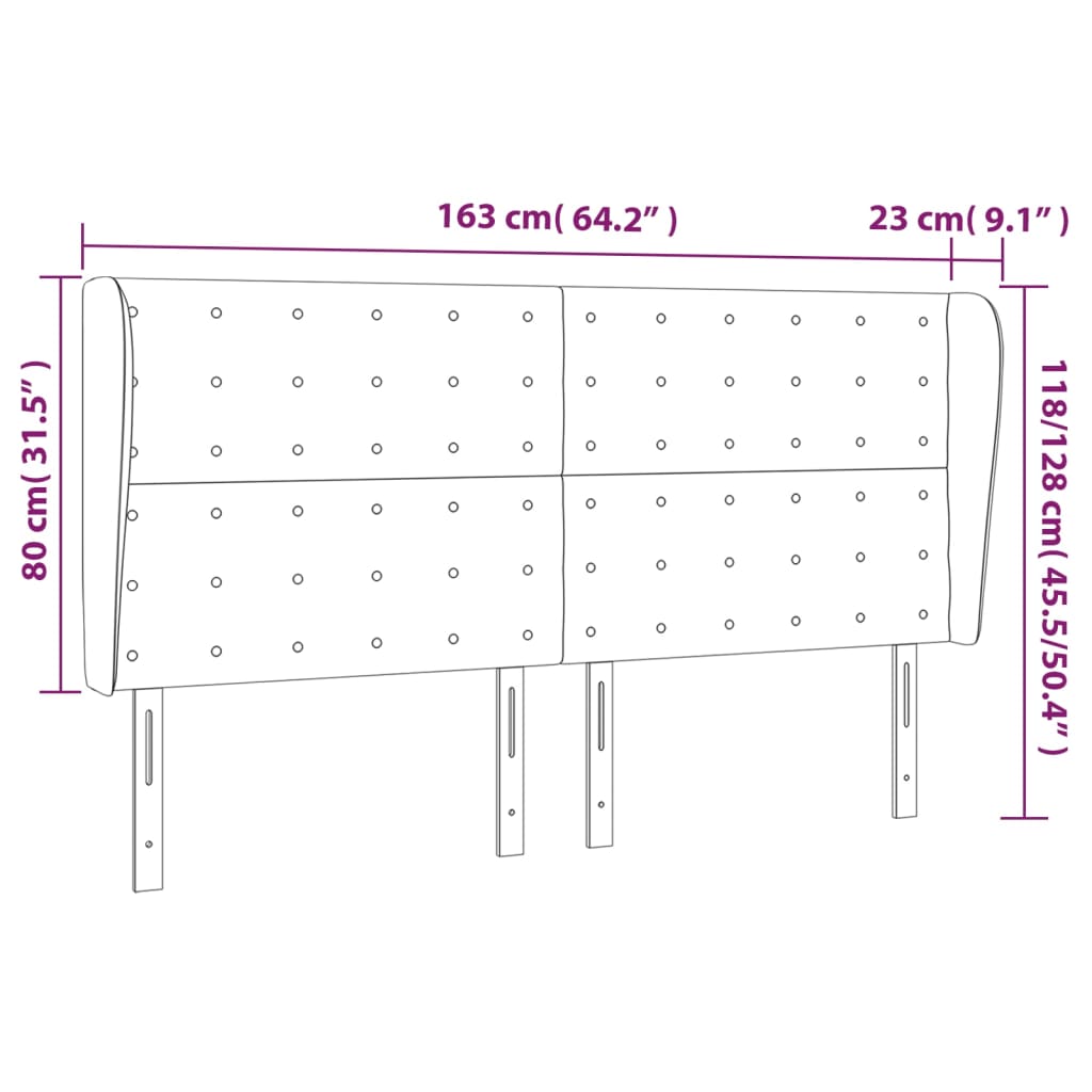 Hoofdbord met randen 163x23x118/128 cm stof lichtgrijs Hoofdborden en voetborden | Creëer jouw Trendy Thuis | Gratis bezorgd & Retour | Trendy.nl