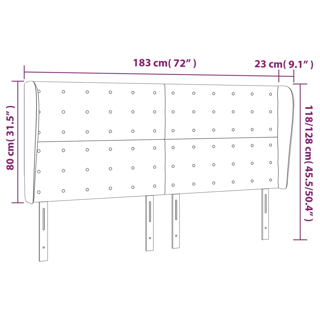 Hoofdbord met randen 183x23x118/128 cm stof donkerbruin Hoofdborden en voetborden | Creëer jouw Trendy Thuis | Gratis bezorgd & Retour | Trendy.nl