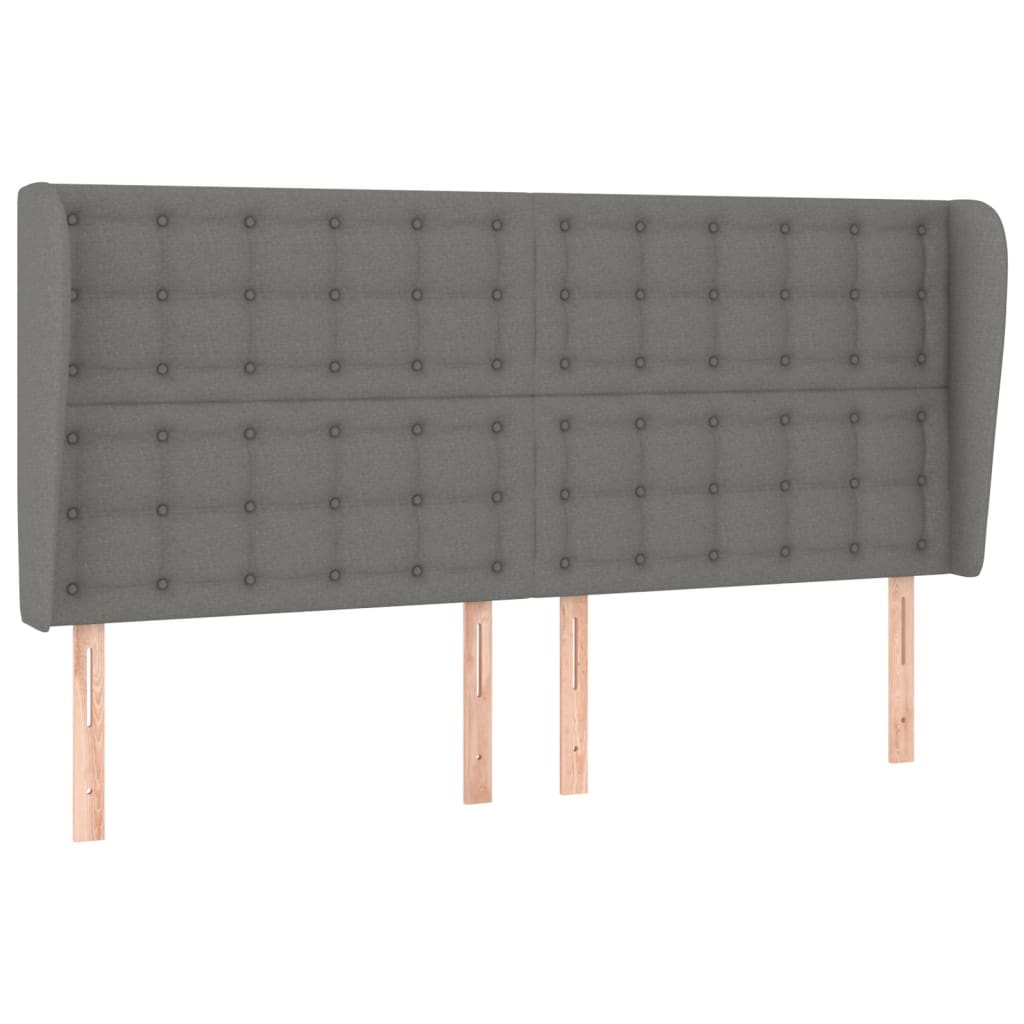 Hoofdbord met randen 203x23x118/128 cm stof donkergrijs Hoofdborden en voetborden | Creëer jouw Trendy Thuis | Gratis bezorgd & Retour | Trendy.nl