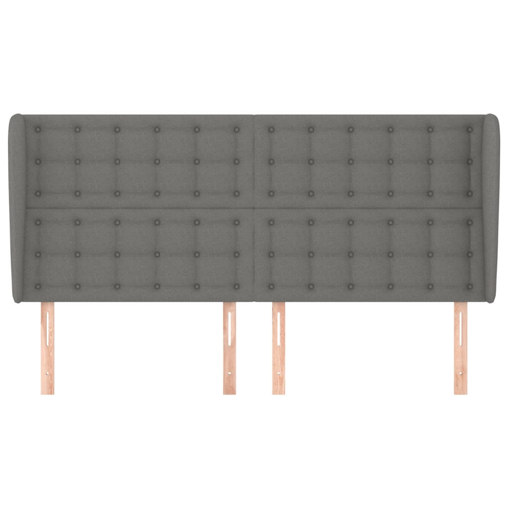 Hoofdbord met randen 203x23x118/128 cm stof donkergrijs Hoofdborden en voetborden | Creëer jouw Trendy Thuis | Gratis bezorgd & Retour | Trendy.nl