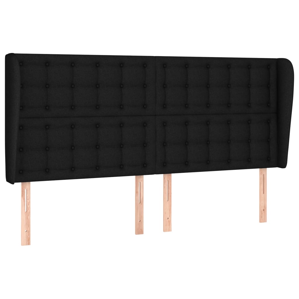 Hoofdbord met randen 203x23x118/128 cm stof zwart Hoofdborden en voetborden | Creëer jouw Trendy Thuis | Gratis bezorgd & Retour | Trendy.nl