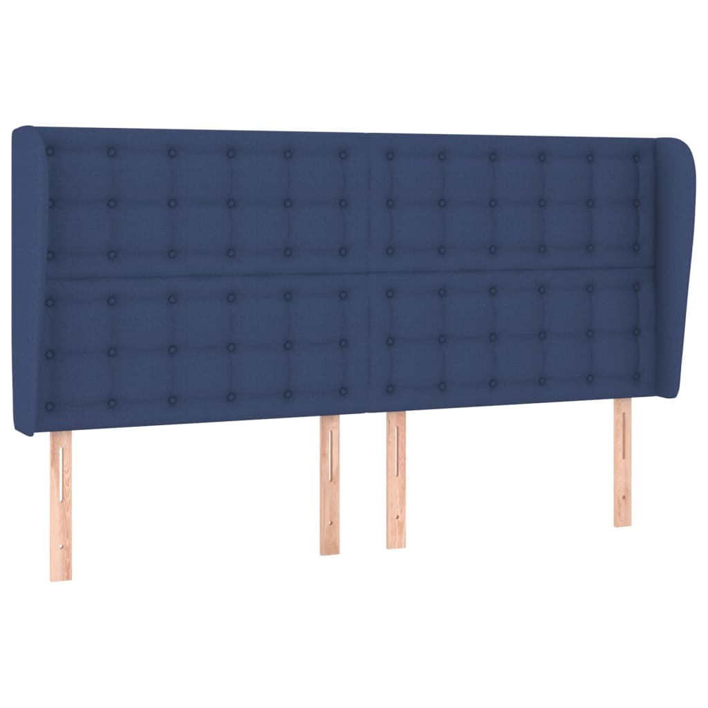 Hoofdbord met randen 203x23x118/128 cm stof blauw Hoofdborden en voetborden | Creëer jouw Trendy Thuis | Gratis bezorgd & Retour | Trendy.nl